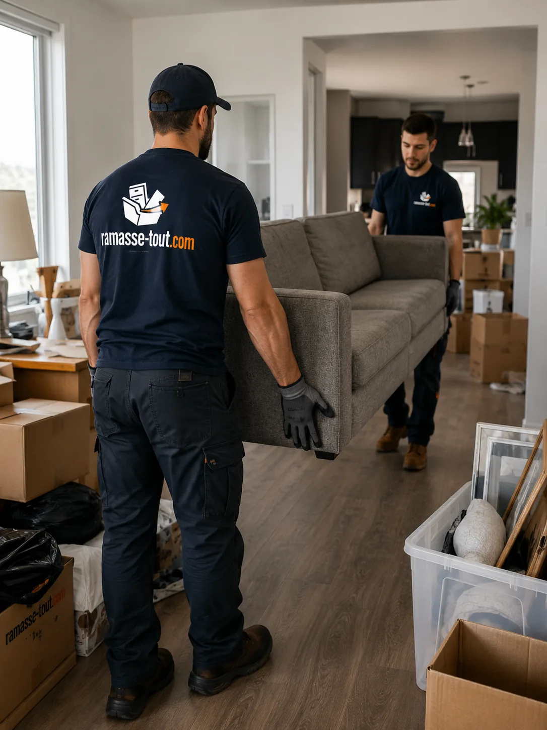 Ramassage d'un sofa dans un logement à vider