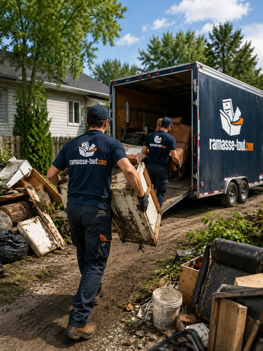 Débarras d'un terrain encombré de débris