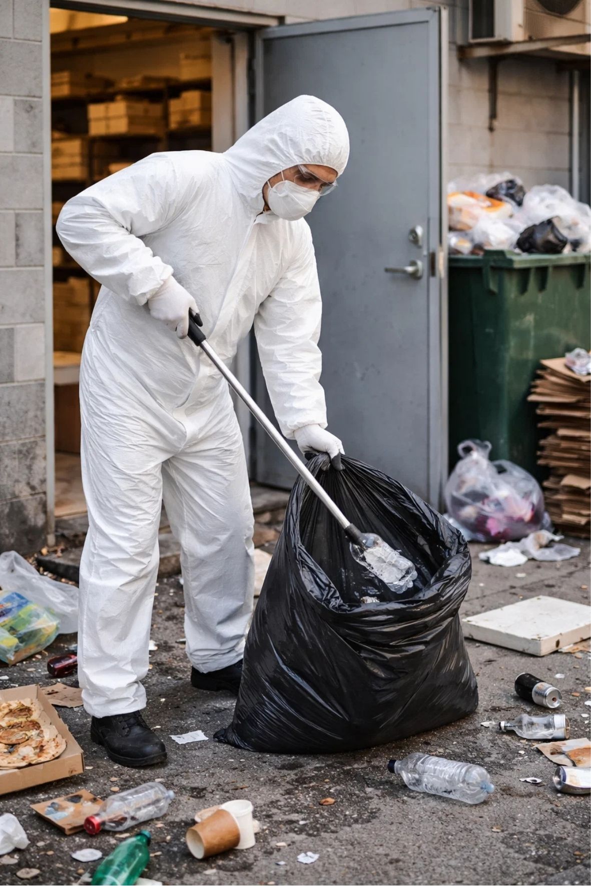 Intervention de désencombrement urbain près d’un bâtiment commercial à Saint-Sauveur