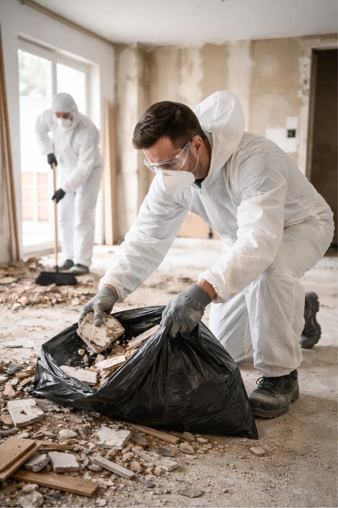 Ramassage de résidus de rénovation dans une maison  sur la Rive-Sud de Québec